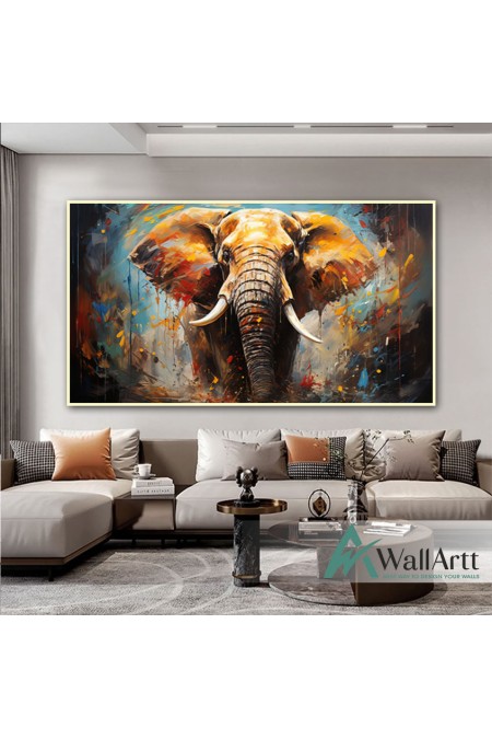 Abstract Elephant Textured Partial Oil Painting